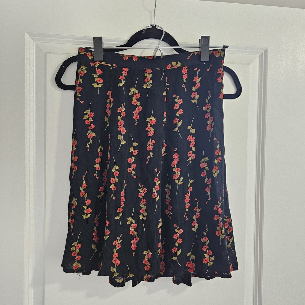 Clio Black Skirt with Red Floral Print